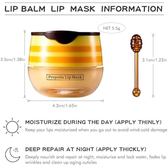 LSxia 4 PCS BEE HONEY LIP BALM HONEY POT, STRAWBERRY & BEE HONEY LIP MASK, REDUCES LIP LINES, HYDRATE & MOISTURIZING LIP SKIN CARE, PREVENTION DRY CRACKED LIPS, BEE HONEY LIP BALM FOR LIP REPAIR TREATMENT - Image 2